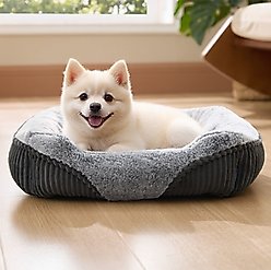 Bedsure Square Bolster Dog Bed, Grey, Small