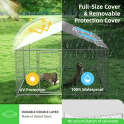 Xbrigh Heavy Duty Outdoor Dog Kennel with Waterproof Cover, Silver, 93 x 93 x 63-in slide 2 of 6