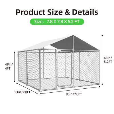 Show full view: Xbrigh Heavy Duty Outdoor Dog Kennel with Waterproof Cover, Silver, 93 x 93 x 63-in slide 6 of 7