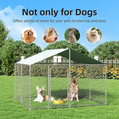 Show full view: Xbrigh Heavy Duty Outdoor Dog Kennel with Waterproof Cover, Silver, 93 x 93 x 63-in slide 5 of 7