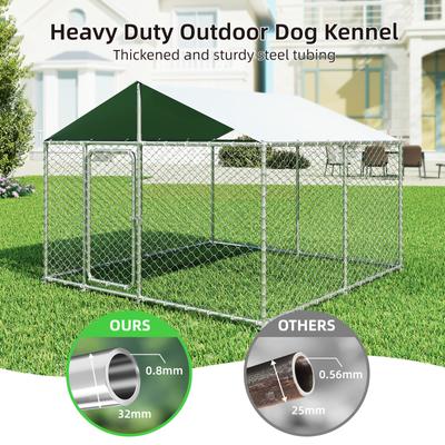Show full view: Xbrigh Heavy Duty Outdoor Dog Kennel with Waterproof Cover, Silver, 93 x 93 x 63-in slide 2 of 7