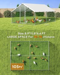 Xbrigh Metal Spire Shaped Coop Walk-in Poultry Cage with Waterproof & Anti-Ultraviolet Cover, Silver, 11.8 x 8.9 x 6.6-in slide 2 of 6