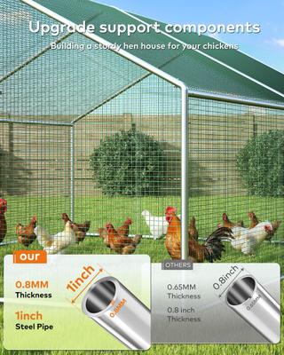 Show full view: Xbrigh Metal Spire Shaped Coop Walk-in Poultry Cage with Waterproof & Anti-Ultraviolet Cover, Silver, 11.8 x 8.9 x 6.6-in slide 3 of 6