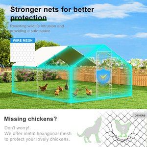 Xbrigh Metal Coop Walk-in Spire Roof Poultry Cage with Waterproof & UV-Resistant Cover, Silver, 13.2 x 10 x 6.4-in
