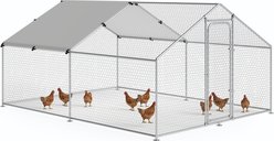 Xbrigh Metal Coop Walk-in Spire Roof Poultry Cage with Waterproof & UV-Resistant Cover, Silver, 13.2 x 10 x 6.4-in