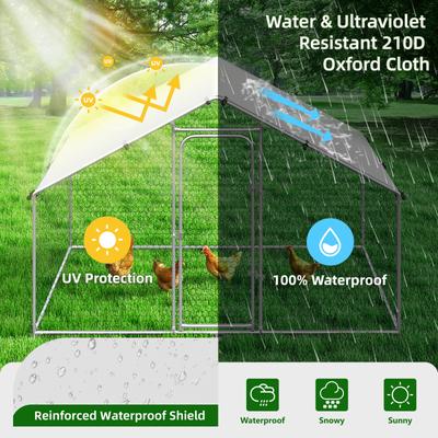 Show full view: Xbrigh Metal Coop Walk-in Spire Roof Poultry Cage with Waterproof & UV-Resistant Cover, Silver, 4.9 x 10 x 6.4-in slide 3 of 6