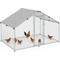 Show in main carousel: Xbrigh Metal Coop Walk-in Spire Roof Poultry Cage with Waterproof & UV-Resistant Cover, Silver, 4.9 x 10 x 6.4-in slide 1 of 6