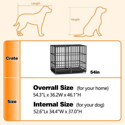 Show full view: Xbrigh Heavy Duty Indestructible Steel Escape Proof Dog Crate, Black, Large: 54/48/42/38-in slide 6 of 6