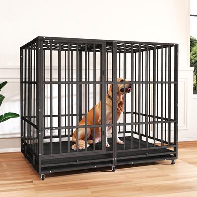 Show full view: Xbrigh Heavy Duty Indestructible Steel Escape Proof Dog Crate, Black, Large: 54/48/42/38-in slide 5 of 6