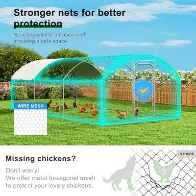 Show full view: Xbrigh Metal Coop Walk-in Dome Roof Poultry Cage with Waterproof & UV-Resistant Cover, Silver, 19.7 x 10 x 6.4-in slide 5 of 7
