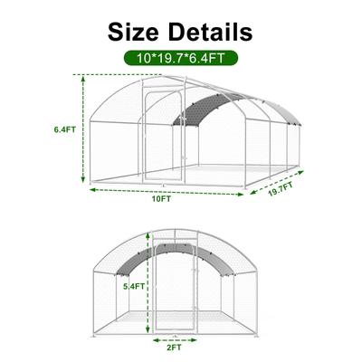 Show full view: Xbrigh Metal Coop Walk-in Dome Roof Poultry Cage with Waterproof & UV-Resistant Cover, Silver, 19.7 x 10 x 6.4-in slide 6 of 7