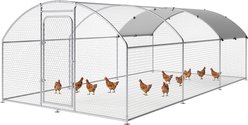 Xbrigh Metal Coop Walk-in Dome Roof Poultry Cage with Waterproof & UV-Resistant Cover, Silver, 19.7 x 10 x 6.4-in