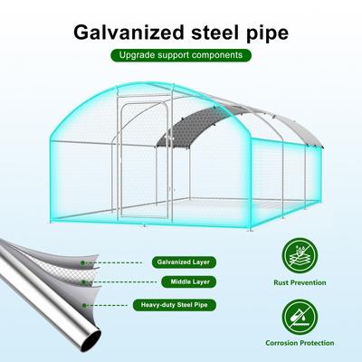 Show full view: Xbrigh Metal Coop Walk-in Dome Roof Poultry Cage with Waterproof & UV-Resistant Cover, Silver, 19.7 x 10 x 6.4-in slide 2 of 7