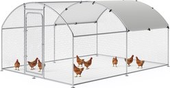 Xbrigh Metal Coop Walk-in Dome Roof Poultry Cage with Waterproof & UV-Resistant Cover, Silver, 13.2 x 10 x 6.4-in