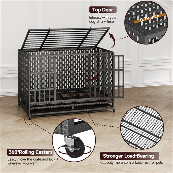 Show full view: Xbrigh HIWOKK Heavy Duty Indestructible Steel Escape Proof Dog Crate, Black, Large slide 2 of 5