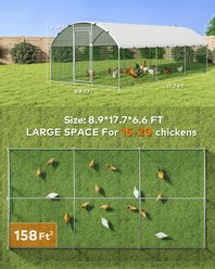 Xbrigh Metal Dome Shaped Coop Walk-in Poultry Cage with Waterproof & Anti-Ultraviolet Cover, Silver, 17.7 x 8.9 x 6.6-in slide 2 of 6