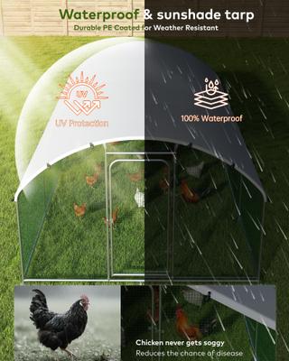 Show full view: Xbrigh Metal Dome Shaped Coop Walk-in Poultry Cage with Waterproof & Anti-Ultraviolet Cover, Silver, 17.7 x 8.9 x 6.6-in slide 4 of 6