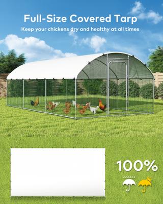 Show full view: Xbrigh Metal Dome Shaped Coop Walk-in Poultry Cage with Waterproof & Anti-Ultraviolet Cover, Silver, 17.7 x 8.9 x 6.6-in slide 2 of 6
