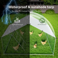 Xbrigh Metal Coop Walk-in Roosting Perch Spire Roof Poultry Cage with Waterproof UV Cover, Silver, 19.7 x 10 x 6.4-in slide 2 of 6