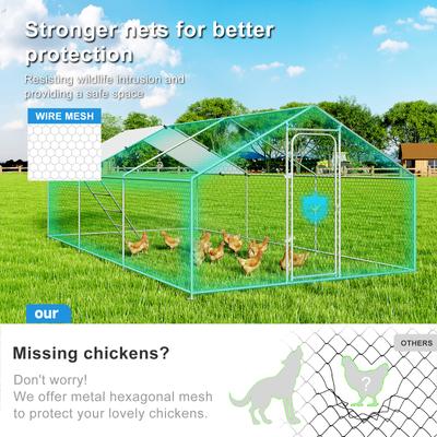Show full view: Xbrigh Metal Coop Walk-in Roosting Perch Spire Roof Poultry Cage with Waterproof UV Cover, Silver, 19.7 x 10 x 6.4-in slide 4 of 6