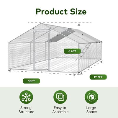 Show full view: Xbrigh Metal Coop Walk-in Roosting Perch Spire Roof Poultry Cage with Waterproof UV Cover, Silver, 19.7 x 10 x 6.4-in slide 2 of 6