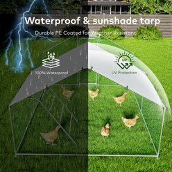 Xbrigh Metal Coop Walk-in Roosting Perch Spire Roof Poultry Cage with Waterproof UV Cover, Silver, 13.2 x 10 x 6.4-in slide 2 of 6