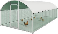 Xbrigh Metal Dome Shaped Coop Walk-in Poultry Cage with Waterproof & Anti-Ultraviolet Cover, Silver, 17.7 x 8.9 x 6.6-in