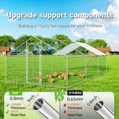 Show full view: Xbrigh Metal Coop Walk-in Roosting Perch Spire Roof Poultry Cage with Waterproof UV Cover, Silver, 19.7 x 10 x 6.4-in slide 3 of 6