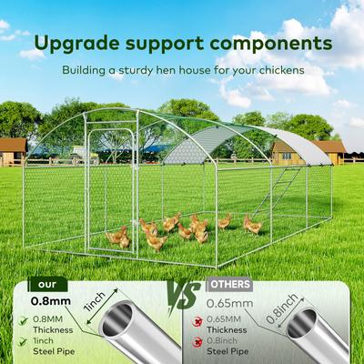 Show full view: Xbrigh Metal Coop Walk-in Roosting Perch Dome Roof Poultry Cage with Waterproof UV Cover, Silver, 19.7 x 10 x 6.4-in slide 2 of 6