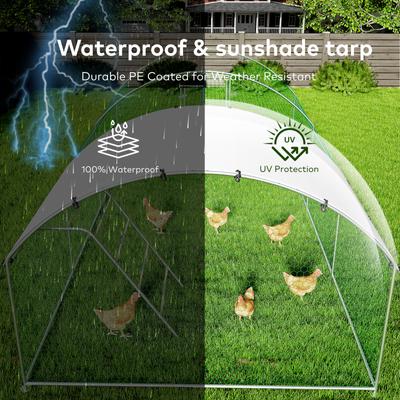 Show full view: Xbrigh Metal Coop Walk-in Roosting Perch Dome Roof Poultry Cage with Waterproof UV Cover, Silver, 19.7 x 10 x 6.4-in slide 6 of 6