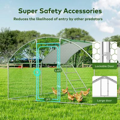 Show full view: Xbrigh Metal Coop Walk-in Roosting Perch Dome Roof Poultry Cage with Waterproof UV Cover, Silver, 13.2 x 10 x 6.4-in slide 4 of 6