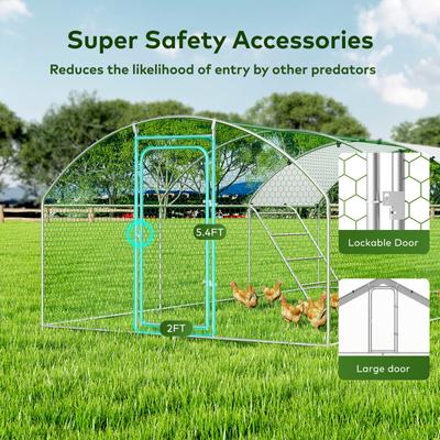 Show full view: Xbrigh Metal Coop Walk-in Roosting Perch Dome Roof Poultry Cage with Waterproof UV Cover, Silver, 19.7 x 10 x 6.4-in slide 3 of 6