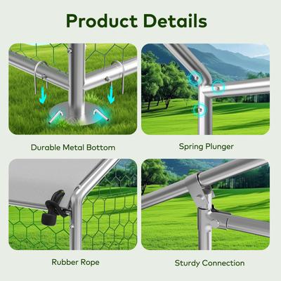 Show full view: Xbrigh Metal Coop Walk-in Roosting Perch Dome Roof Poultry Cage with Waterproof UV Cover, Silver, 13.2 x 10 x 6.4-in slide 5 of 6