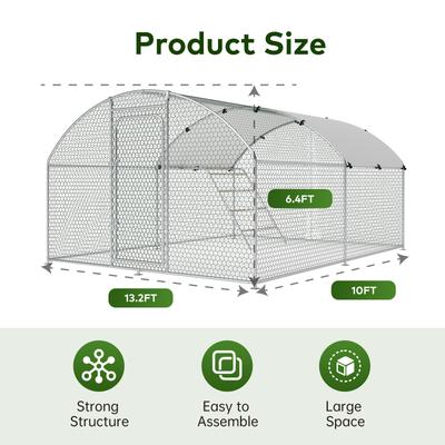 Show full view: Xbrigh Metal Coop Walk-in Roosting Perch Dome Roof Poultry Cage with Waterproof UV Cover, Silver, 13.2 x 10 x 6.4-in slide 3 of 6