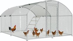 Xbrigh Metal Coop Walk-in Roosting Perch Dome Roof Poultry Cage with Waterproof UV Cover, Silver, 13.2 x 10 x 6.4-in