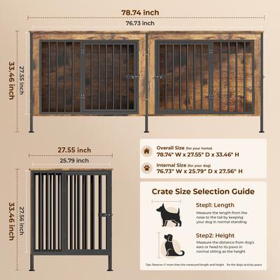 Show full view: Xbrigh Crate for 2 Dogs, Brown, Large:78-in slide 6 of 6