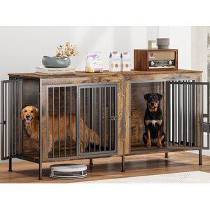 Xbrigh Cage for 2 Dogs, Brown, Medium: 63-in