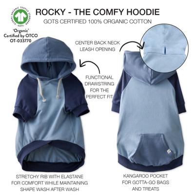 Show full view: Pet Passion Rocky Comfy Dog Hoodie, Navy Color Block, XX-Small slide 3 of 3