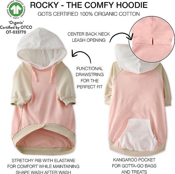 Show full view: Pet Passion Rocky Comfy Dog Hoodie, Pink Color Block, XX-Small slide 3 of 3
