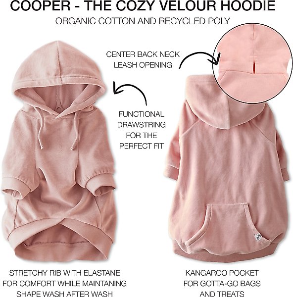Show full view: Pet Passion Cooper Velour Hoodie, Pink, Large slide 5 of 5