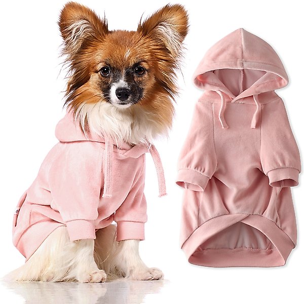 Show full view: Pet Passion Cooper Velour Hoodie, Pink, Large slide 1 of 5