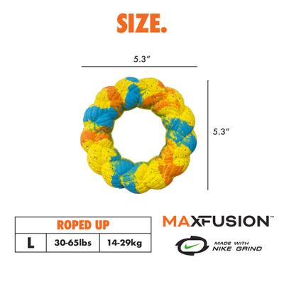 Show full view: Arlee Home & Pet Max Fusion Made with Nike Grind Rope Dog Toy, Tie Dye - Yellow/Blue/Orange slide 7 of 10