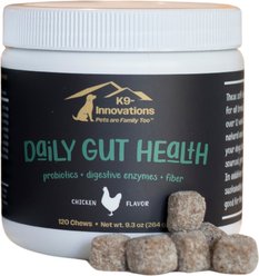 K9 Innovations Daily Chicken Flavored Gut Health Chew Supplement for Dogs, 120 count
