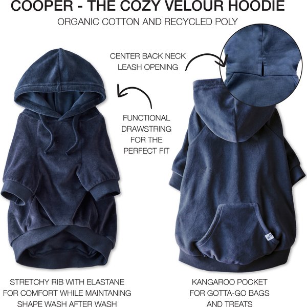 Show full view: Pet Passion Cooper Velour Hoodie, Navy, Large slide 4 of 4