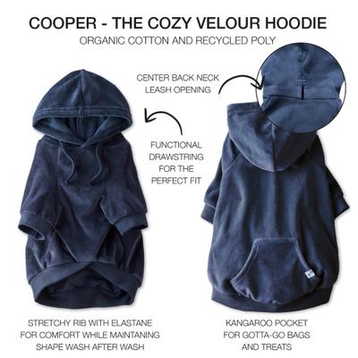 Show full view: Pet Passion Cooper Velour Hoodie, Navy, Medium slide 5 of 6