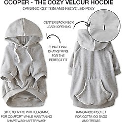 Pet Passion Cooper Velour Hoodie, Light Heather Gray, Large slide 2 of 4