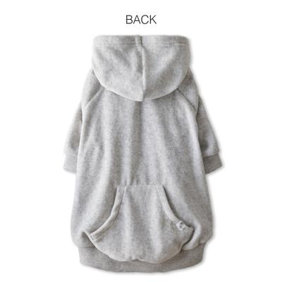 Show full view: Pet Passion Cooper Velour Hoodie, Light Heather Gray, Small slide 3 of 6