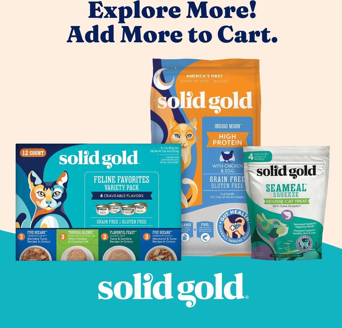 Solid Gold Gut Health Grain-Free Nutrient Absorption & Digestion Cat Food Topper