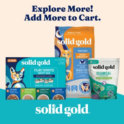 Show full view: Solid Gold Five Oceans Variety Pack Grain-Free Shreds in Gravy Wet Cat Food, 3-oz can, case of 12 slide 8 of 10