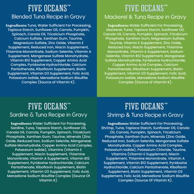 Show full view: Solid Gold Five Oceans Variety Pack Grain-Free Shreds in Gravy Wet Cat Food, 3-oz can, case of 12 slide 6 of 8